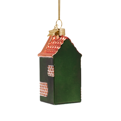 Ornament glass green Amsterdam canal house H9cm