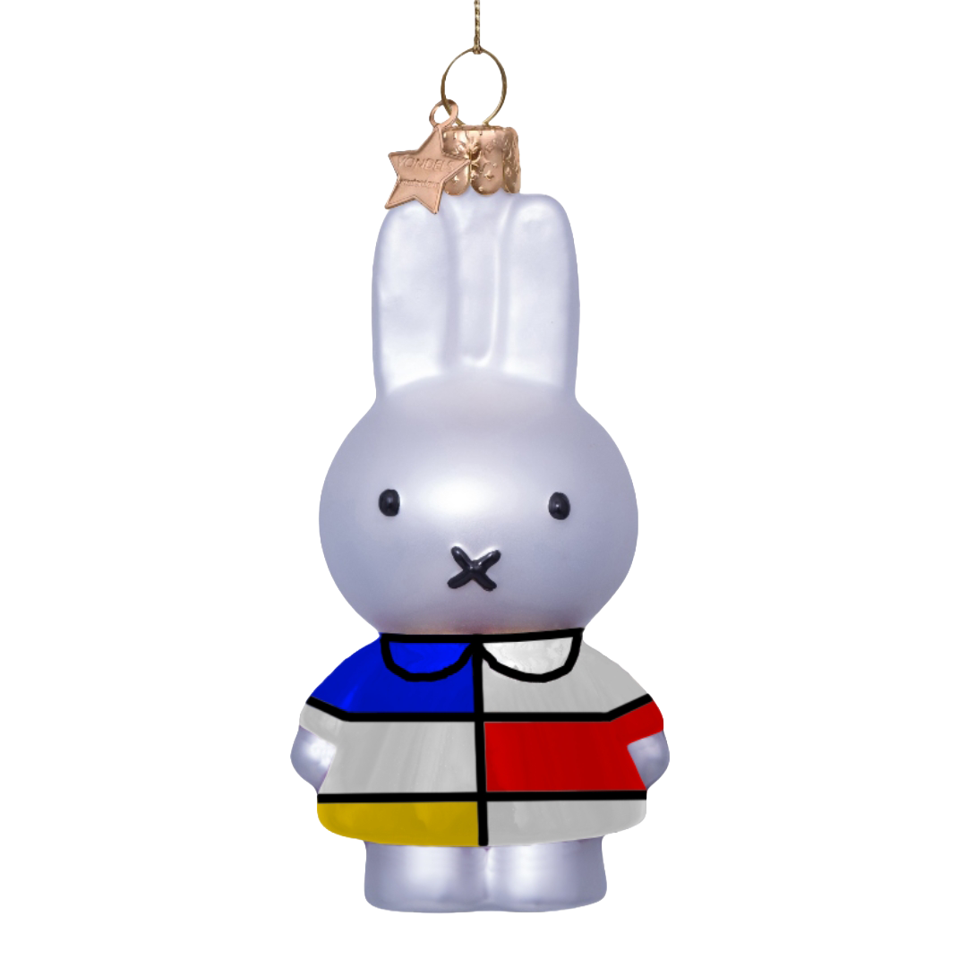 Ornamentglas Nijntje/Miffy mit Mondriaan-Kleid H11cm mit Box