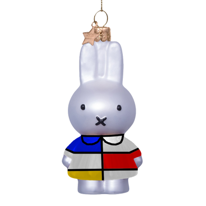 Ornamentglas Nijntje/Miffy mit Mondriaan-Kleid H11cm mit Box