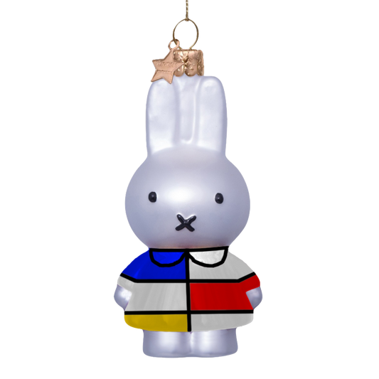Ornament glass Nijntje/Miffy w/Mondriaan dress H11cm w/box