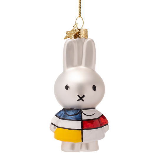 Ornament glass Nijntje/Miffy w/Mondriaan dress H11cm w/box