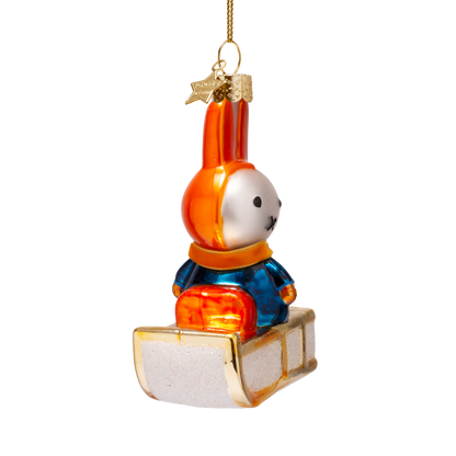 Ornament glass Nijntje/Miffy on sleigh H11cm w/box
