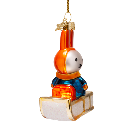 Ornament glass Nijntje/Miffy on sleigh H11cm w/box