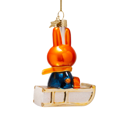 Ornament glass Nijntje/Miffy on sleigh H11cm w/box