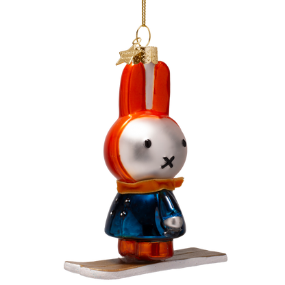 Ornamentglas Nijntje/Miffy auf Ski, H11cm, mit Box