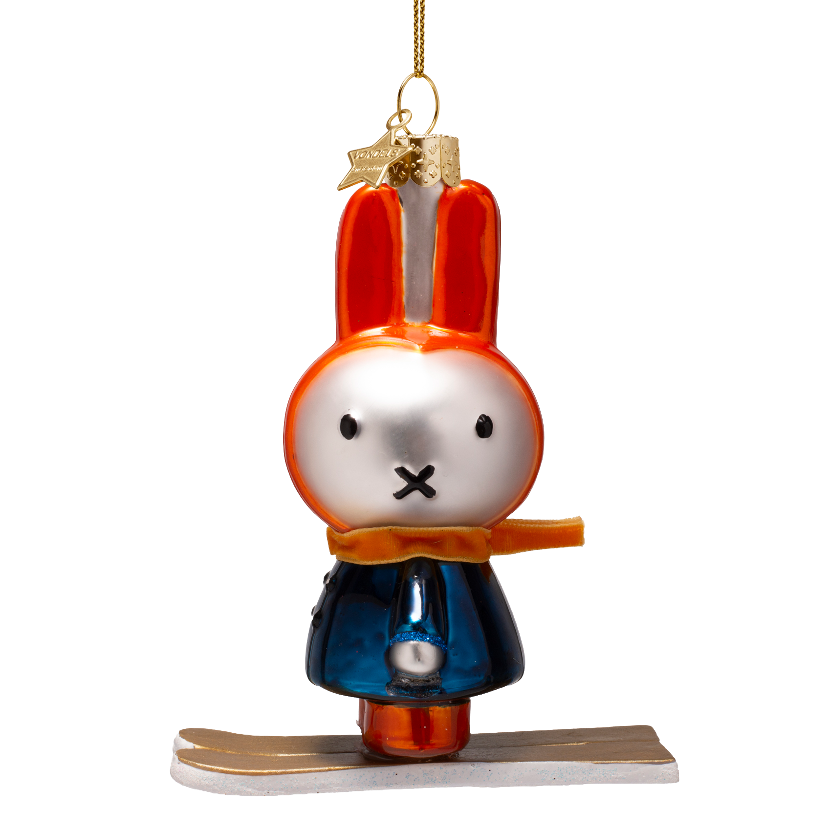 Ornamentglas Nijntje/Miffy auf Ski, H11cm, mit Box
