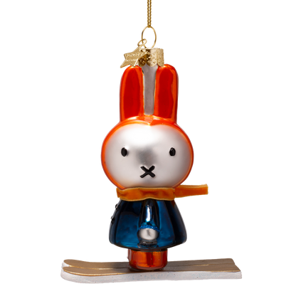 Ornamentglas Nijntje/Miffy auf Ski, H11cm, mit Box