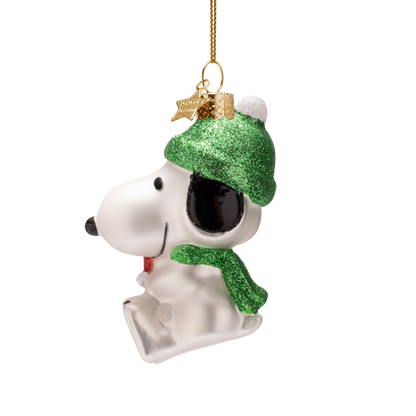 Ornament glass Snoopy/Peanuts  w/Woodstock H9.5cm w/box