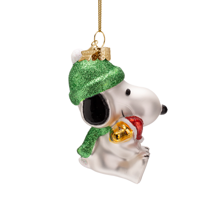 Ornament glass Snoopy/Peanuts  w/Woodstock H9.5cm w/box