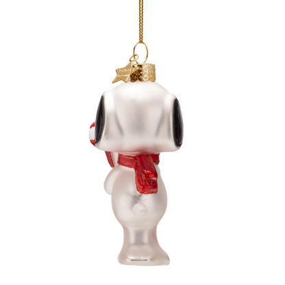 Snoopy/Peanuts-Glasfigur mit Zuckerstange, Höhe 9,5 cm, mit Schachtel