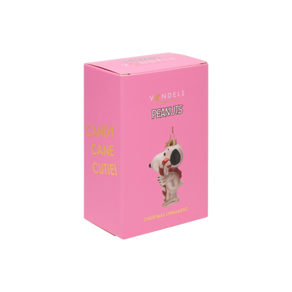 Ornament glass Snoopy/Peanuts w/ candy cane H9.5cm w/box