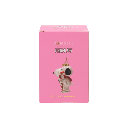 Ornament glass Snoopy/Peanuts w/ candy cane H9.5cm w/box