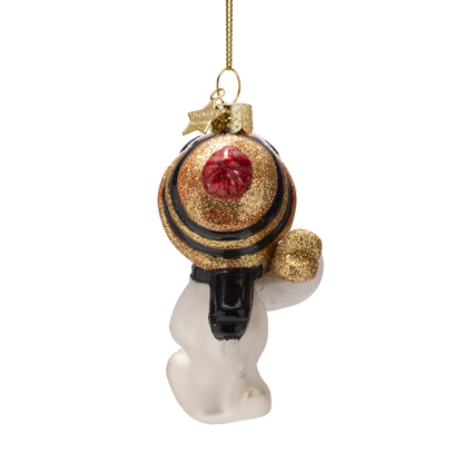 Snoopy/Peanuts-Glasfigur mit Skiern, Höhe 11 cm, mit Box