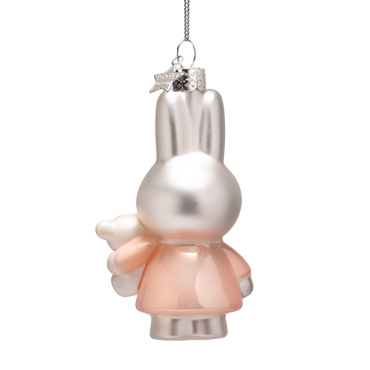 Ornamentglas Nijntje/Miffy, babyrosa mit Bär, H 11 cm, mit Box