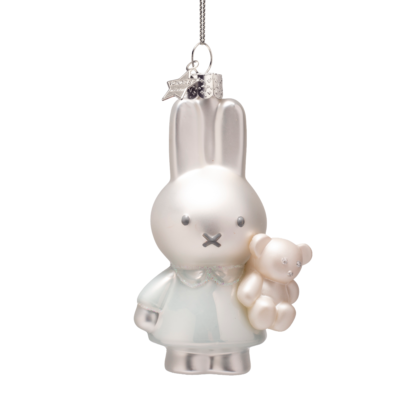 Ornament glass Nijntje/Miffy baby blue w/bear H11cm w/box