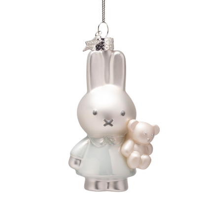 Ornament glass Nijntje/Miffy baby blue w/bear H11cm w/box