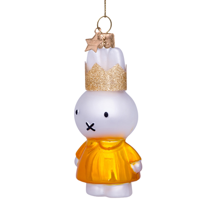 Miffy-Glasfigur, gelbes Kleid mit Krone, 11 cm hoch, mit Schachtel