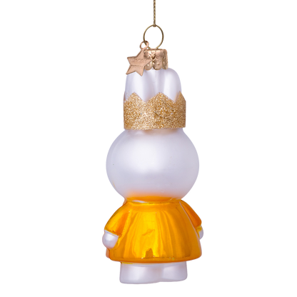 Miffy-Glasfigur, gelbes Kleid mit Krone, 11 cm hoch, mit Schachtel