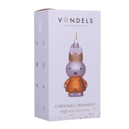 Ornament glass Miffy/Nijntje yellow dress w/crown 11.5 w/box