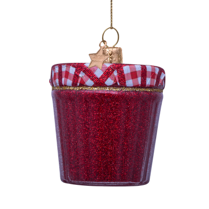 Dekoratives rotes Erdbeermarmeladenglas, H7cm