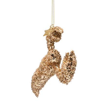 Ornament aus Glas, goldener Hummer, Höhe 14 cm