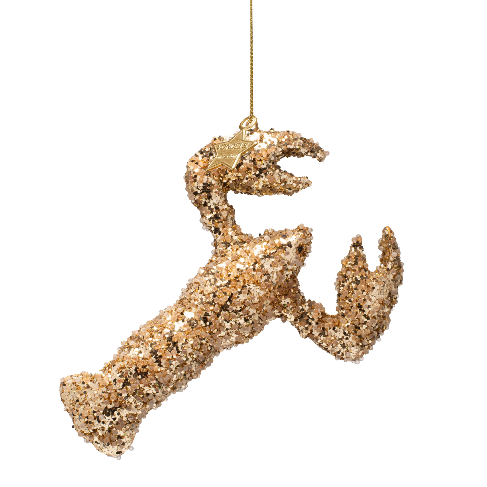 Ornament aus Glas, goldener Hummer, Höhe 14 cm