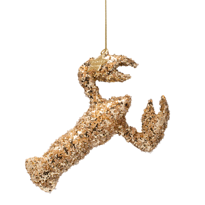 Ornament aus Glas, goldener Hummer, Höhe 14 cm