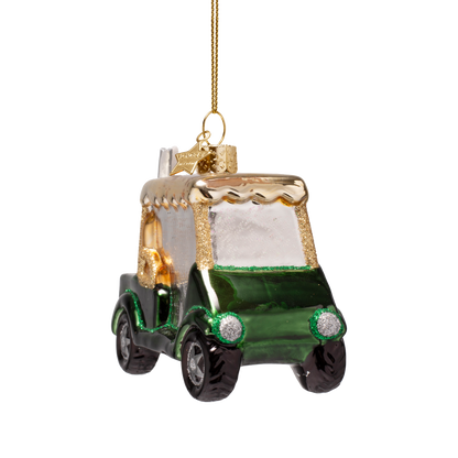 Ornament glass night green golf car H8.5cm