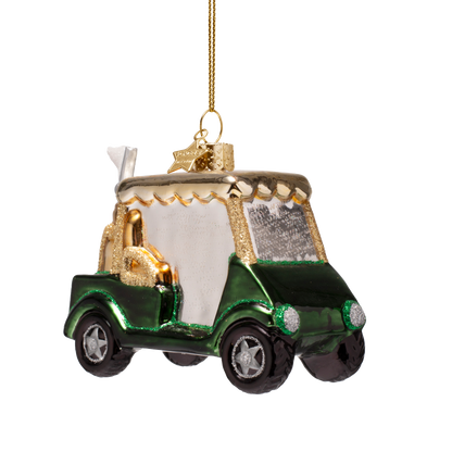 Ornament glass night green golf car H8.5cm