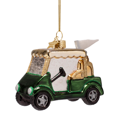 Ornament glass night green golf car H8.5cm