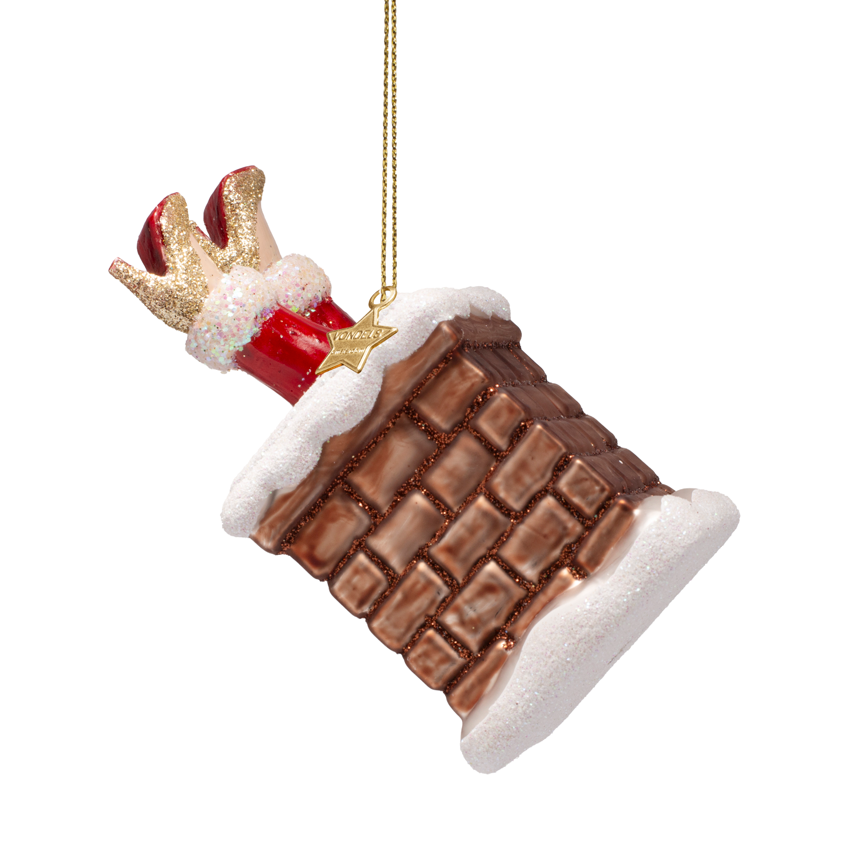 Ornament-Glaskamin, Frau Weihnachtsmann, H10cm