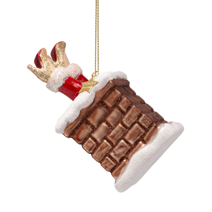 Ornament-Glaskamin, Frau Weihnachtsmann, H10cm