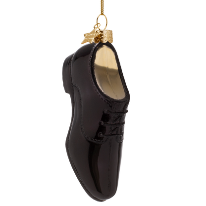 Ornamentglas, schwarz, klassischer Herrenschuh, Höhe 10 cm