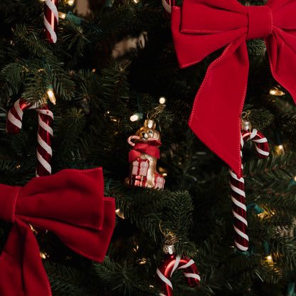 Ornament-Cockapoo-Hund aus Glas mit Zuckerstange, Höhe 7,5 cm