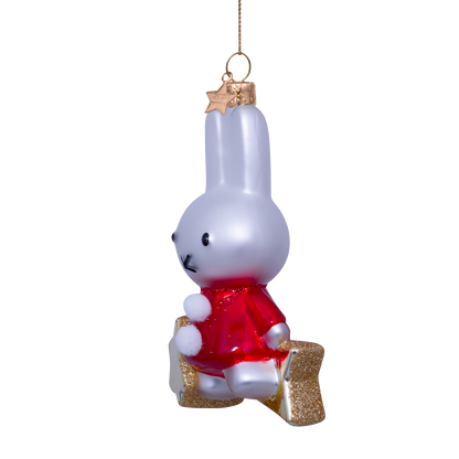 Ornament glass Nijntje/Miffy on star H10cm w/box