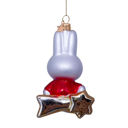 Ornament glass Nijntje/Miffy on star H10cm w/box