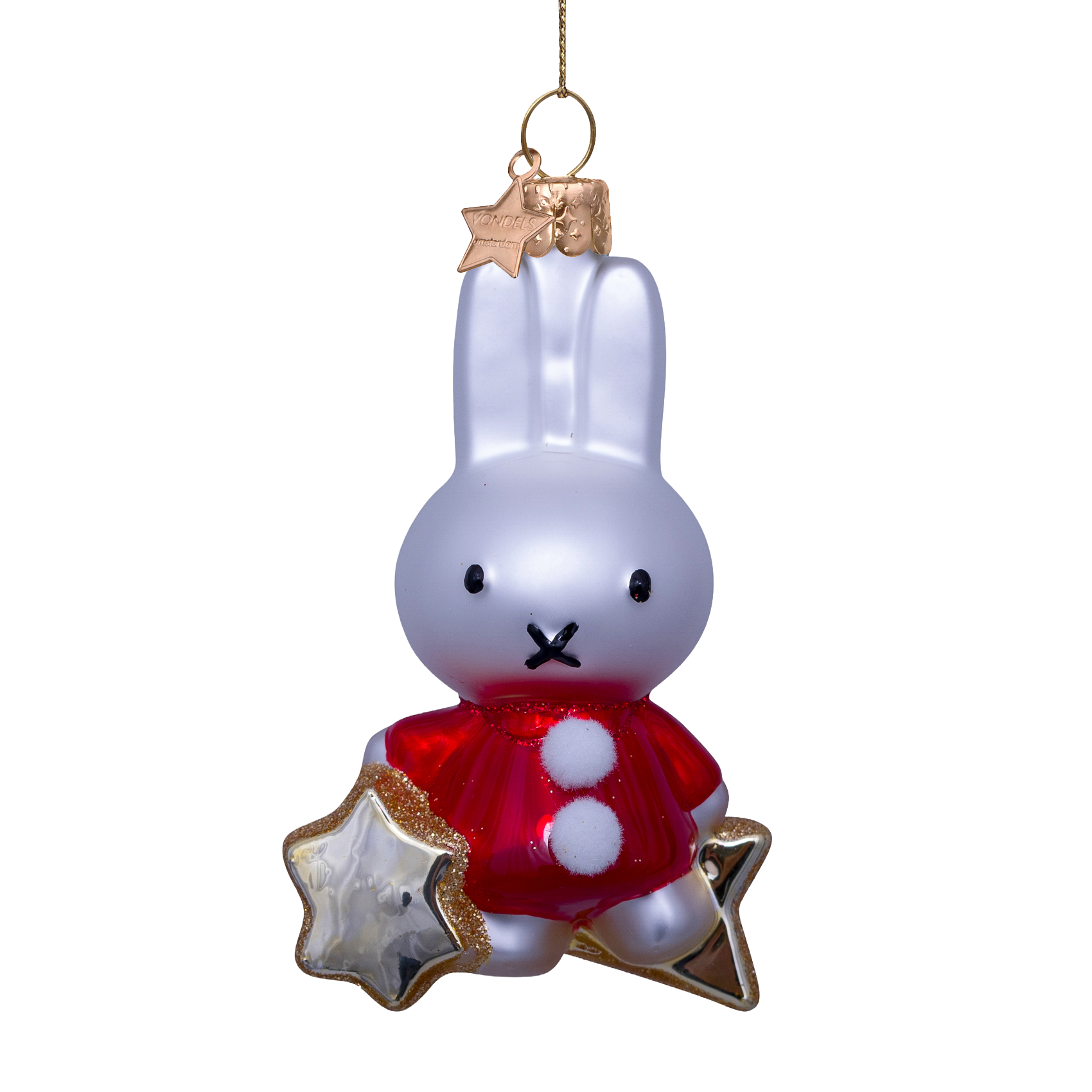Ornament glass Nijntje/Miffy on star H10cm w/box