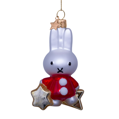 Ornament glass Nijntje/Miffy on star H10cm w/box