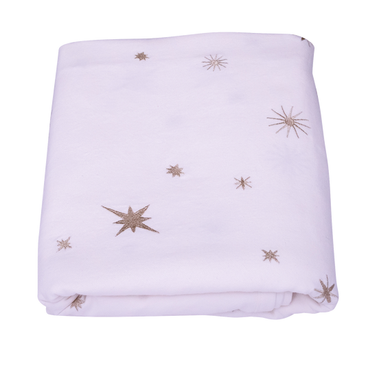 Embroidered table cloth stars all over ecru 240cmx140cm#