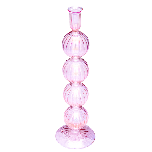 Candle holder glass 4 bubbles luster pink#