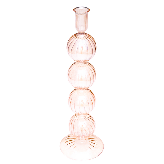 Candle holder glass 4 bubbles luster amber#