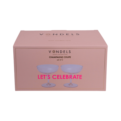 Champagner-Coupe-Glas, 2er-Pack, geriffelter, bernsteinfarbener Glanz