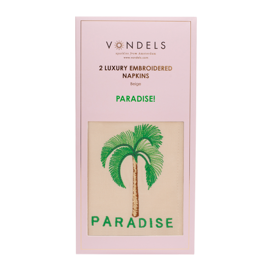 Embroidered napkins PARADISE beige 45cm Pack of 2#