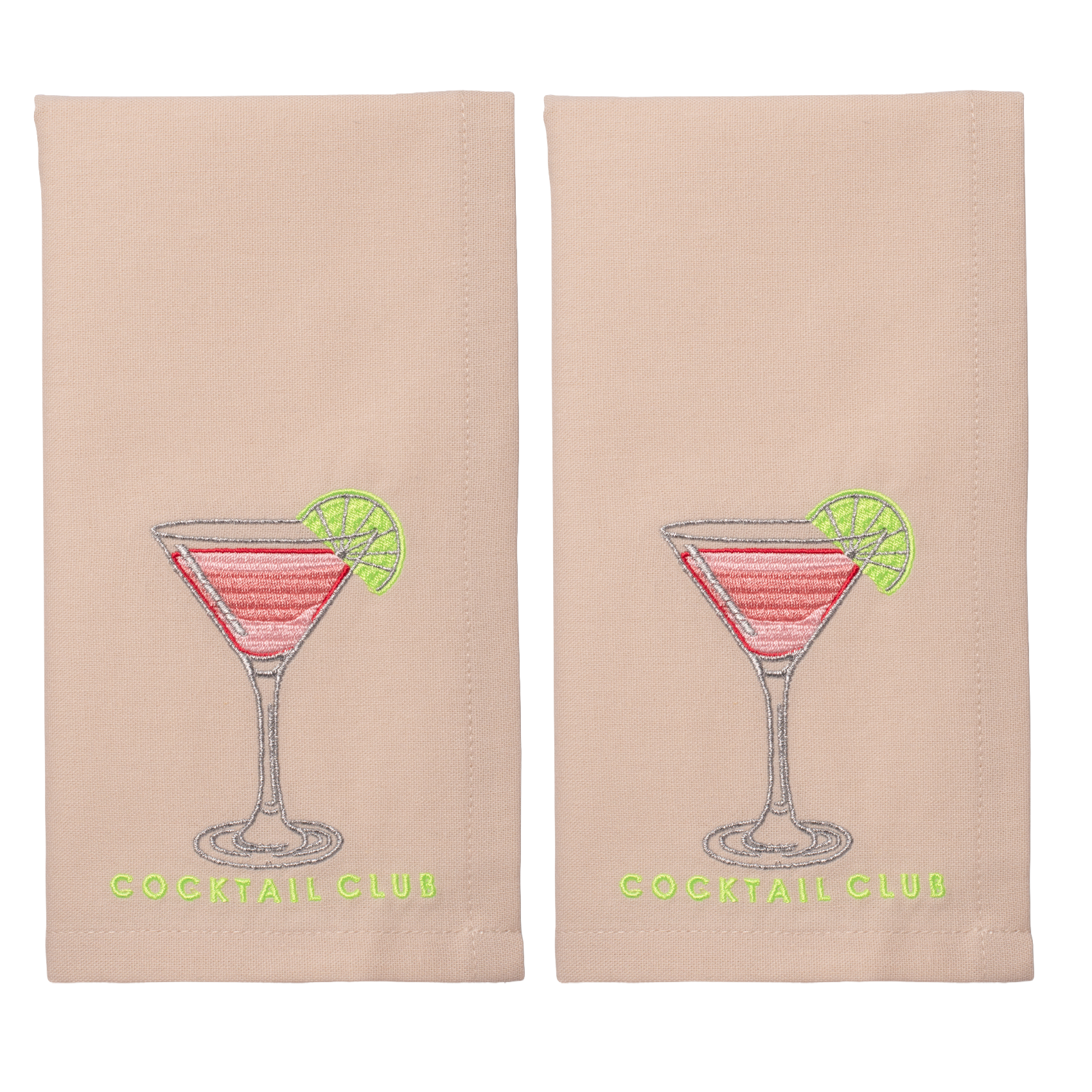 Embroidered napkins COCKTAIL CLUB beige 45cm pack of 2*