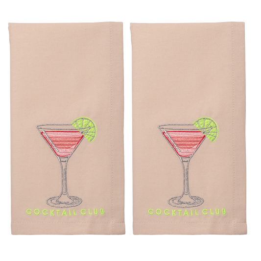 Embroidered napkins COCKTAIL CLUB beige 45cm pack of 2*