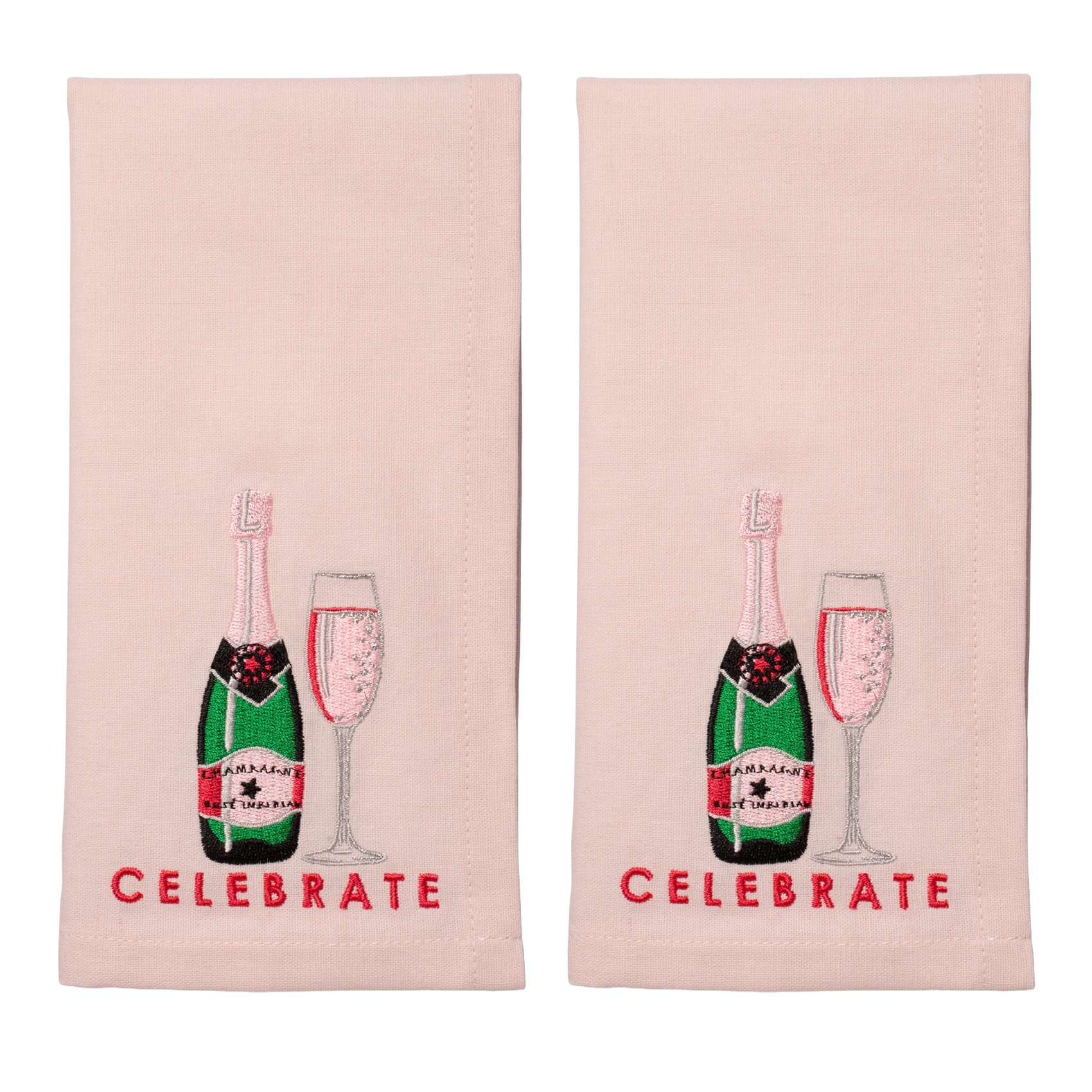 Embroidered napkins CELEBRATE soft pink 45cm Pack of 2*