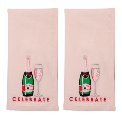 Embroidered napkins CELEBRATE soft pink 45cm Pack of 2*