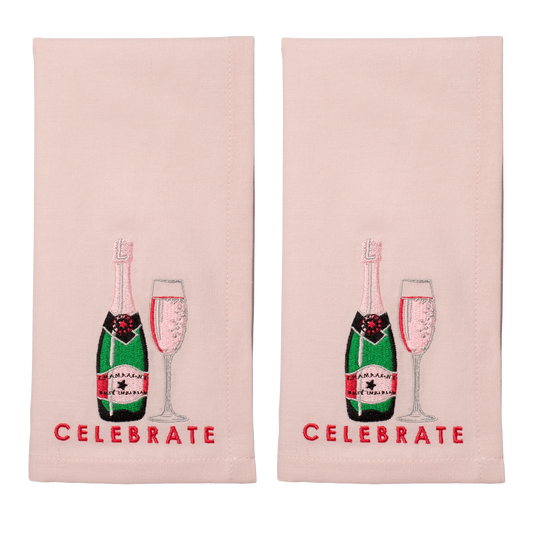 Embroidered napkins CELEBRATE soft pink 45cm Pack of 2*