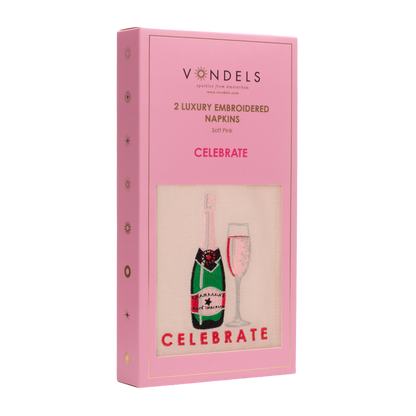 Embroidered napkins CELEBRATE soft pink 45cm Pack of 2*