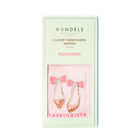 Embroidered napkins FASHIONISTA soft pink 45cm Pack of 2#
